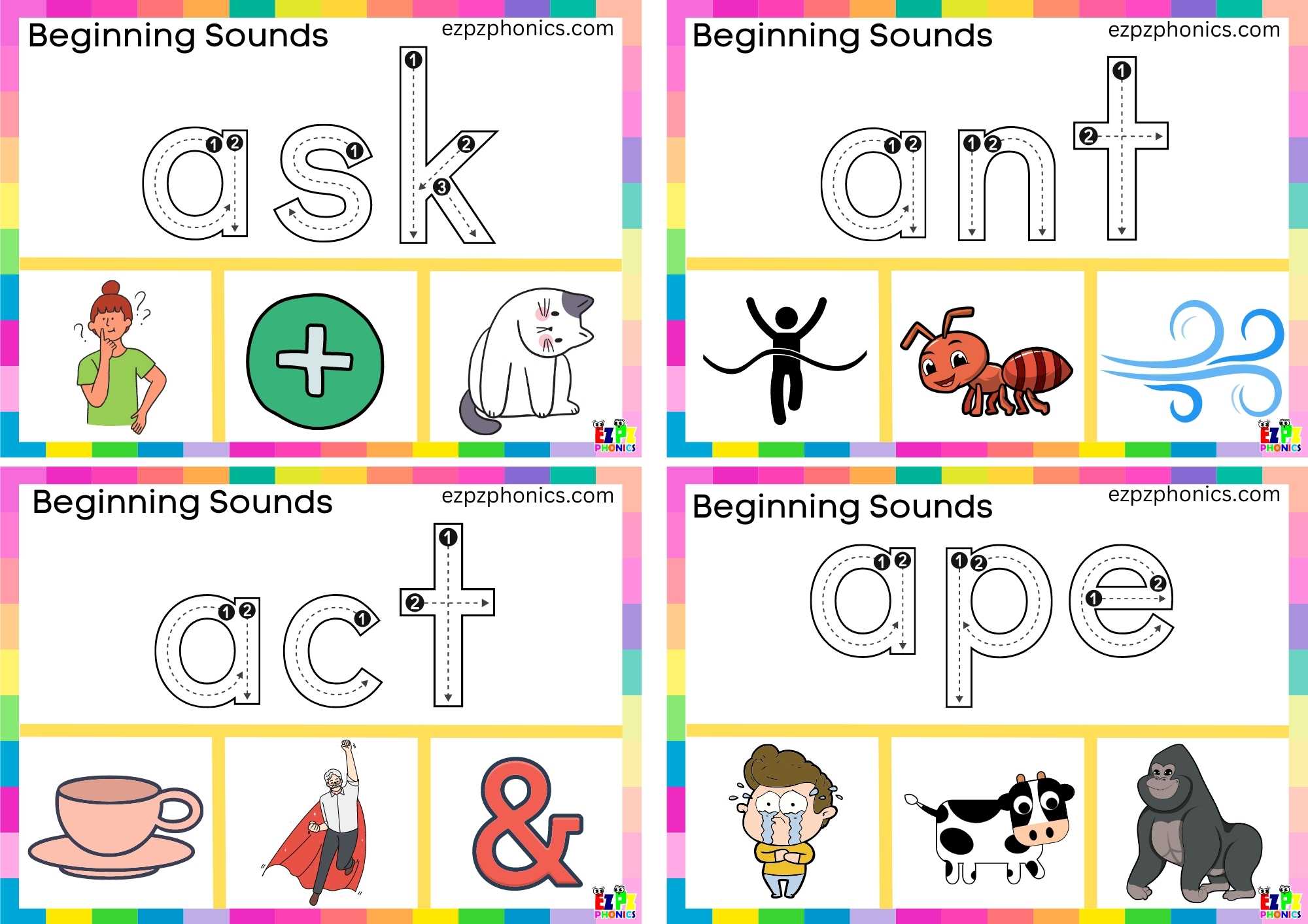 Letter A Trace The Word And Clip The Correct Image Card 2